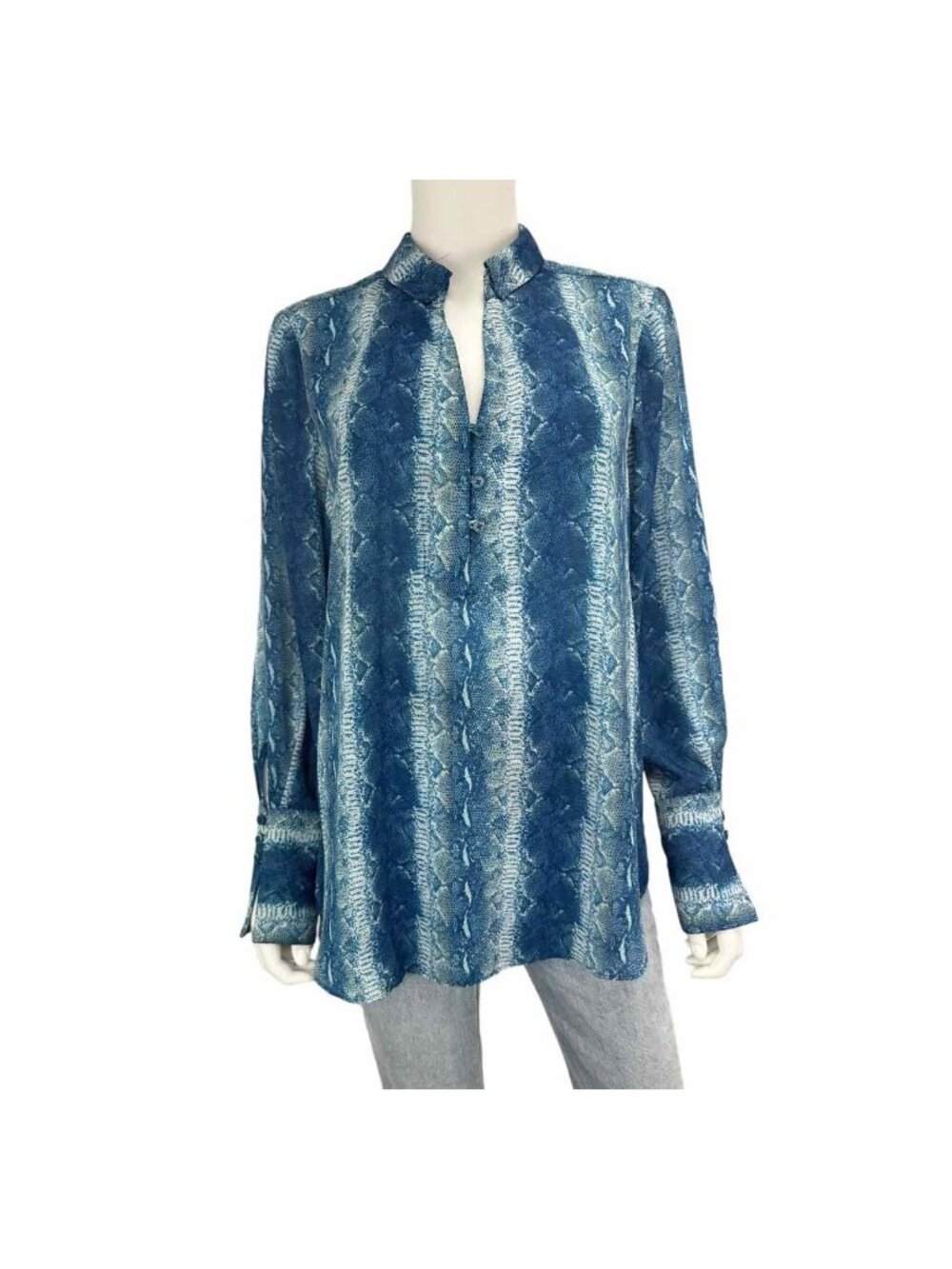 ETCETERA Blue Snake Print Top Size 8